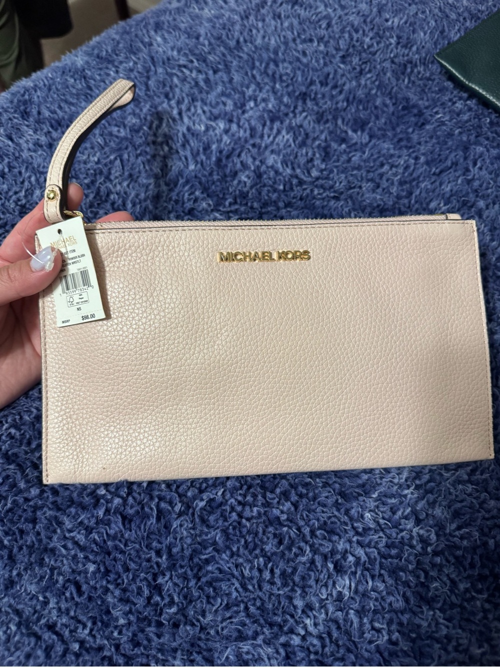 Michael Kors Blush Pink Pebbled Leather Wristlet Clutch